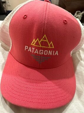 Patagonia Coral Pink Trucker Hat with White Mesh